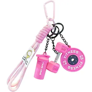 Colorful Silicone Dumbbell Keychain Charm, Cute Mini Fitness Keychain Set for Gym Bag & Car Keys, Charm with Gift Box