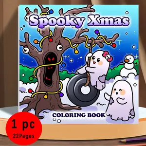 Spooky Xmas Coloring Book for Kids & Adults - 22 Bold & Easy Cute Spooky Christmas Coloring Pages, 120gsm Thick No Bleed Paper, Non-Toxic Odorless, Perfect for Stress Relief & Holiday Fun