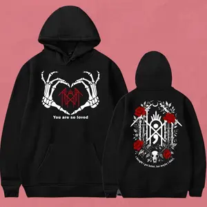 🌹 Interesting Unisex "You Are So Loved" Gothic Hoodie🖤 Emotional Rose Graphic Pullover, Vintage Dark Street Fashion, Trendy Fall-Winter Comfy Casual Party Vibes tiktok shop deals streetwear heated rivalry merch graphic hoodies