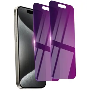 2 Pack Privacy Screen Protector for iPhone 15 Pro Max Tempered Glass for 15 ProMax 6.7inch Private Saver Anti-Spy Anti-Blue Light Eye Protection Anti-Scratch Full Coverage