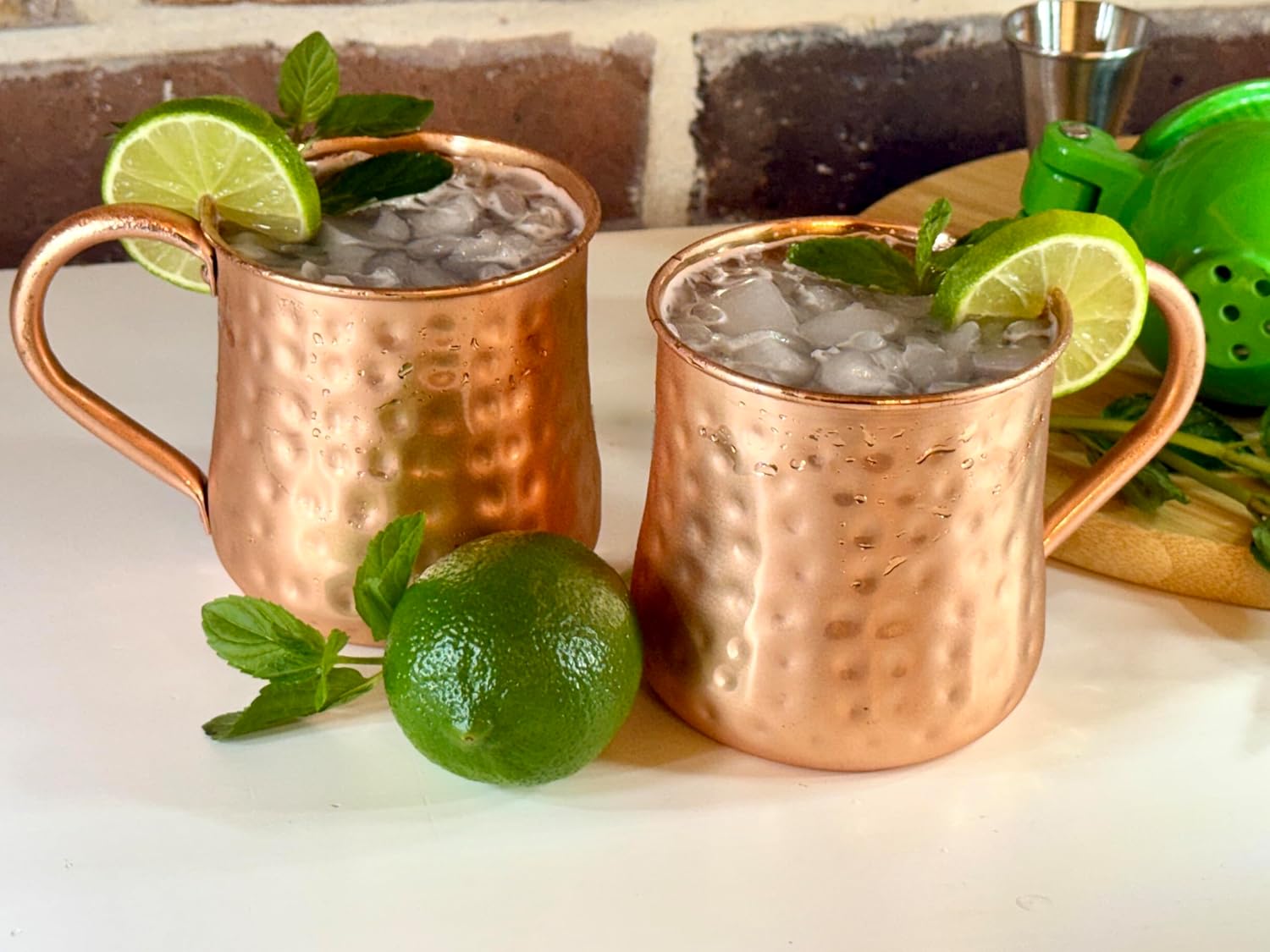 100% Pure Copper Mugs – Handcrafted Hammered Copper Moscow Mule Cups and Handles – 16 oz Set of 2- Ayurvedic inspired design – No interior Lacquer for Authentic Taste & Quality