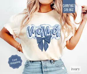 Mama Bow Shirt Comfort Colors, Coquette Mama Tshirt, Gift For Mom Womenswear Oversized Crewneck Tee