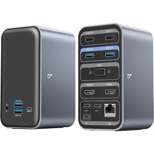 MacBook Pro Docking Station Dual  with 2 4k HDMI Display,15 in 2 USB C Docking Station for MacBook with 2 HDMI, VGA, PD3.0, 7 USB Ports, RJ45 Ethernet & 3.5mm Audio