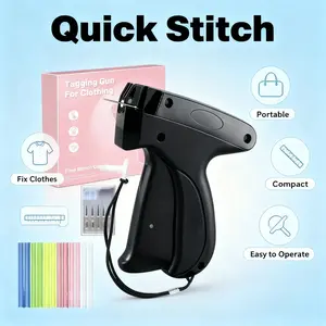 Sewing Gun,Clothing Label Gun 2000 Fasteners (1000 White +1000 Black) Clothing Label Gun, 6 Needles, Quick-Stitch Cloth Fixer,Pink,Garment Repair Tool