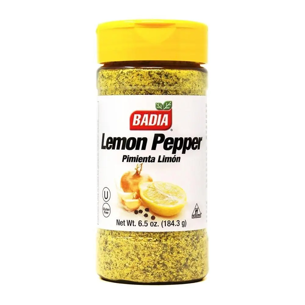 Badia Lemon Pepper Seasoning 6.5 oz, Zesty Lemon Pepper Blend with Garlic & Onion, Flavorful Spice for Chicken, Seafood, Vegetables & Everyday Cooking