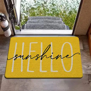 Hello Sunshine Flannel Door Mat Thick Non Slip Machine Washable Rug for Entryway Bedroom Kitchen Bathroom Hallway Welcome Floor Mat Home Decor