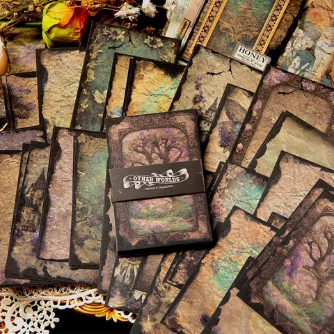 Random Style Vintage Theme Decorative Craft Paper, 50 Sheets DIY Writable Decoration Paper, Suitable for DIY Crafts, Scrapbooking Supplies, Bullet Journals, Craft Supplies, Scrapbook Materials