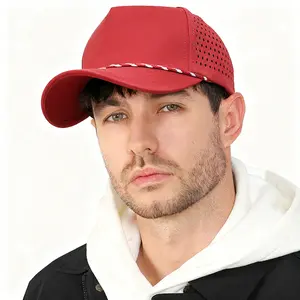 Lightweight Quick-drying Breathable Red Dad Style Baseball Cap, Adjustable Outdoor Sports Peaked Cap