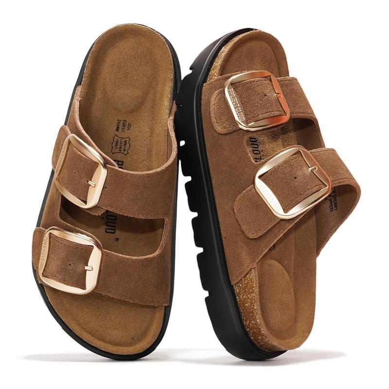 Project Cloud Women's | Genuine Leather Platform Sandals | ProjectPlush | Non-Slip - Greece Chunky