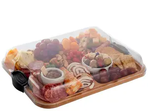 AA HOUSE HOLD  Build-a-Board Cutting Board with Compartments and Clear Locking Lid for Charcuterie, Snacks, Bamboo Kitchen