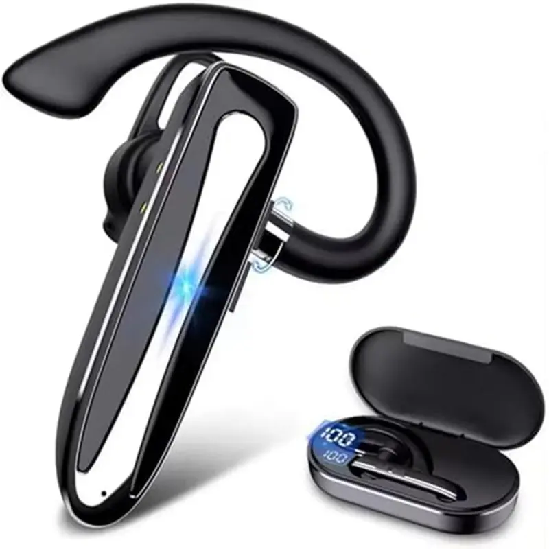 Wireless Business Headphone, Single Ear Earphone with Dual Microphone, Noise Canceling Headset for Driver, Waterproof Earbuds for Outdoors, Wireless Bt Headset