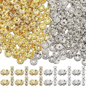 Rhinestone Wavy Spacers - Gold & Silver Beads for Jewelry Making, Decorative Elements for Crafting