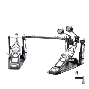 Double Bass Drum Pedal - with Adjustable Beater Head, Double Chain Drive Foot Kick Pedal with Drum Key, Heavy Duty Chain Drive for Fast Metal/Rock Drumming Long - Lasting Performance for Gigging Drummers. (SC-JKC-VZ）
