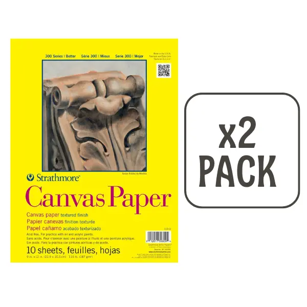 2 PACK II STRATHMORE 300 Series Canvas Paper Pad - 115 lb., 9 X 12 inches, 10 Sheets