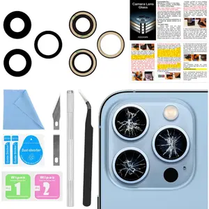 Back Camera Lens Glass Replacement For iPhone 13 Pro,13 Pro Max, Rear Lens Glass Replacement kit With Pre-Installed Adhesive + Installation Manual + Repair Tool Kit