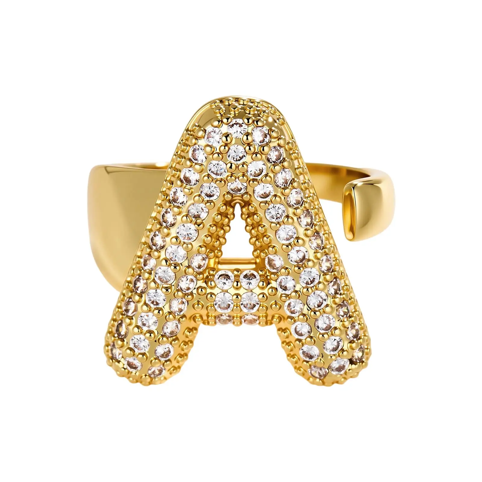 Cicy Bell 14k Gold Plated Initial Rings Valentine's Day gift for Women Personalized Sparkling Cubic Zirconia Open Design Statement Jewelry Gifts for Her Cicy Bell 14k Gold Plated Initial Rings Valentine's Day gift for Women Personalized Sparkling Cubic Zirconia Open Design Statement Jewelry Gifts for Her