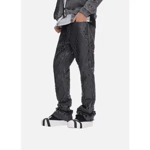 Mesh Grey Vegan Leather Pants