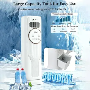 Compact Dual-Speed Air Cooler & Heater Fan, 4000ML Large Tank Evaporative Cooler with Humidifier Function, Energy-Saving Tower Fan for Home Bedroom Office, 3 Wind Speeds, 15H Continuous Cooling