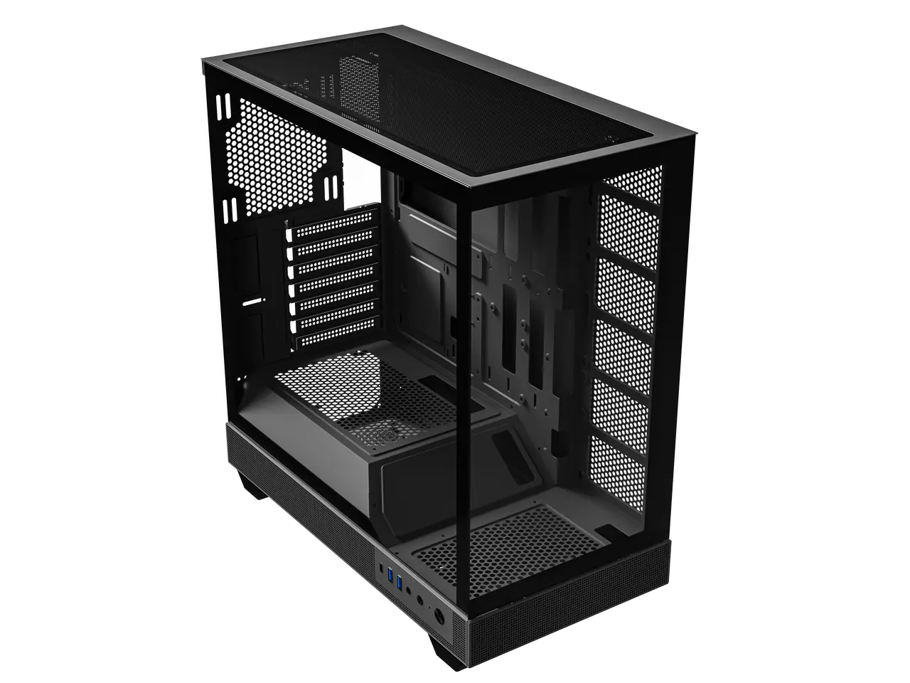 DIYPC IDX6-BK-NF Black Dual USB3.0 / Type C Tempered Glass ATX Gaming Computer Case w/ Dual Tempered Glass Panel (Fans Not Included)