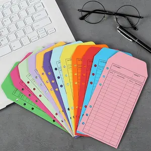 Colorful Budget Envelope, 12pcs/set 6 Holes Cash Envelopes Budget Storage Envelope, Office Stationery & Supplies for Home School Office【Only Envelope】