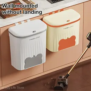 One 12-liter gallon kitchen trash can, wall-mounted covered trash can, bathroom trash can, cabinet sink, compost bin, Kitchen Trashcan, Home Trash Can
