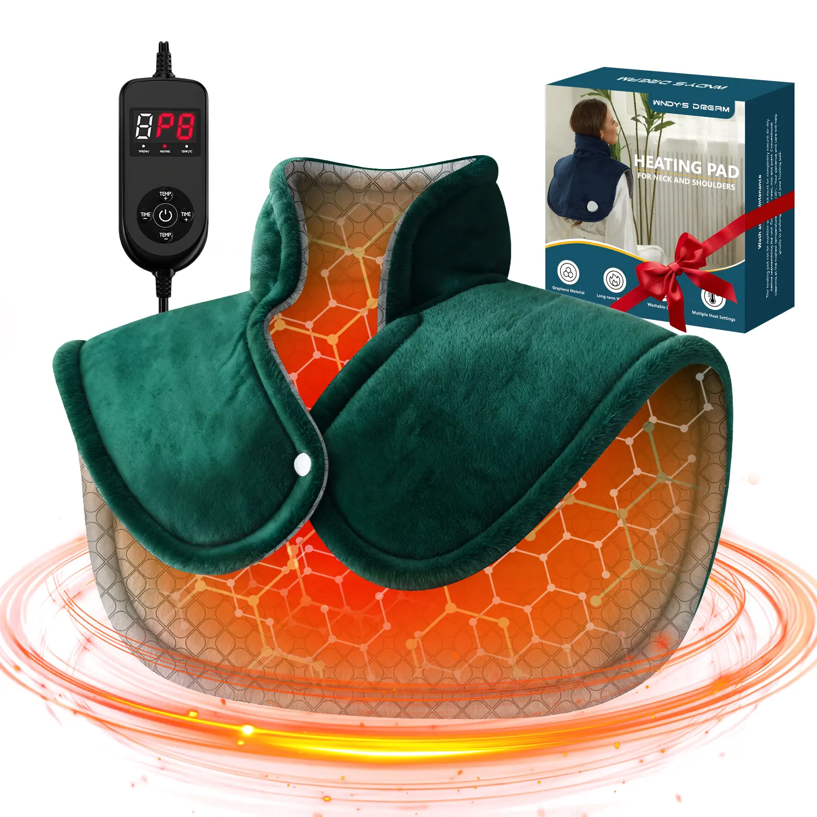 Graphene Heating Pad For Neck Shoulders Back, 2lb Weighted Electric Pad, Deep Heat With Precise Heating & Soft Flannel, 6 Heat Settings, 4 Timer Options, Auto Shut-Off, Machine Washable, 19"x23", Gifts For Women Men Mom Dad, Heater, Electric Blanket