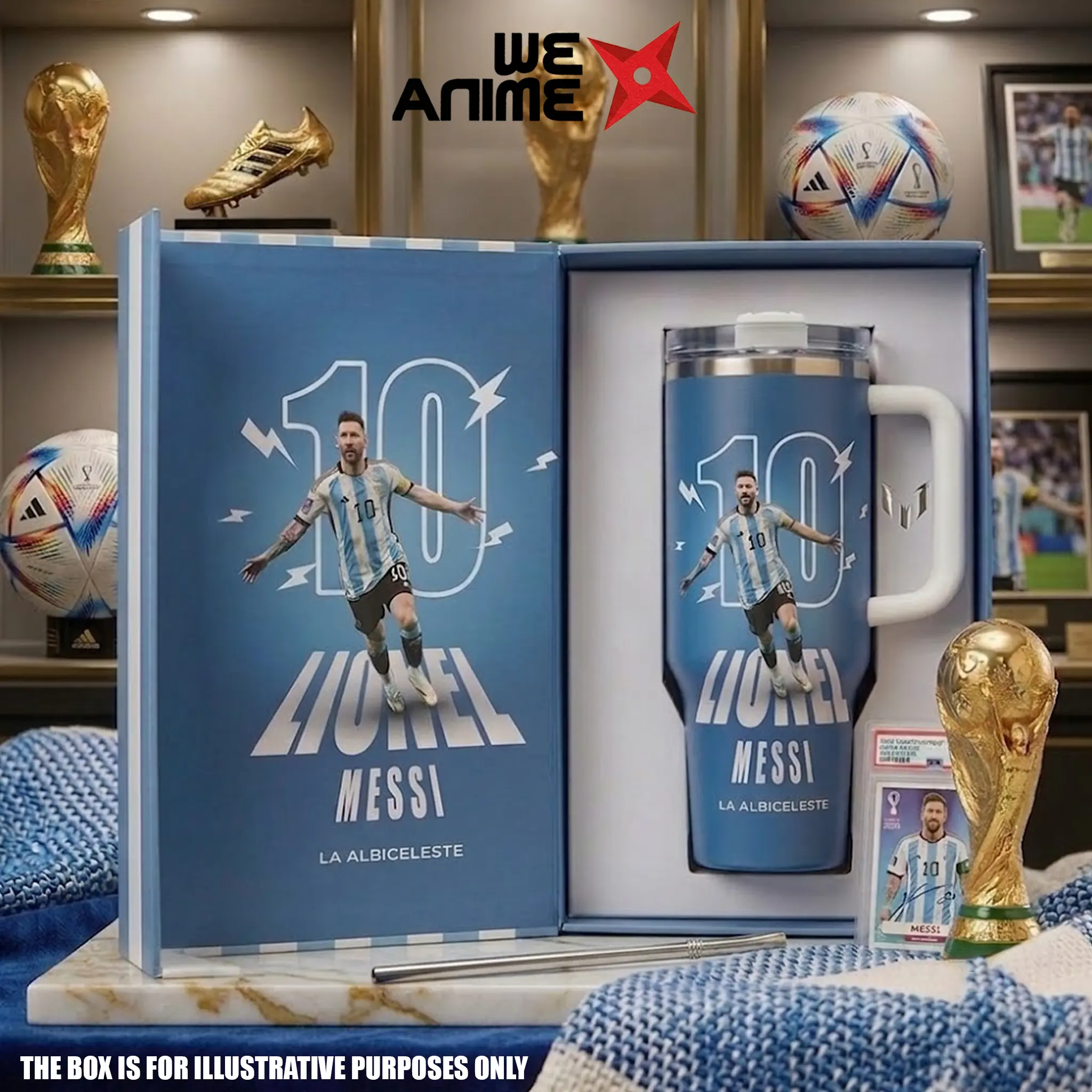 WEXANIME Personalized Messi Soccer 20oz & 40oz Stainless Steel Tumbler with Handle, Double-Wall Vacuum Insulated Travel Mug, Leak-Resistant Cup, Football Fan Gift