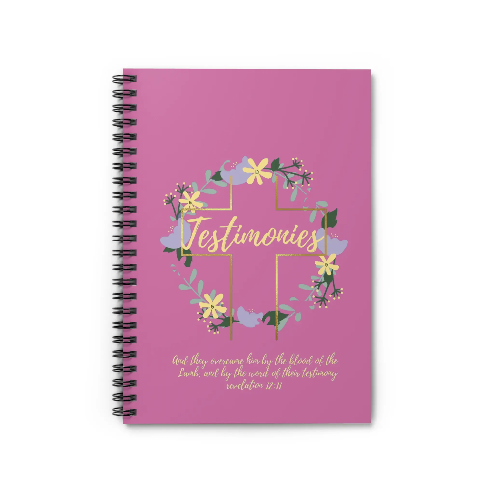 Testimonies Floral Cross Notebook | Spiral Ruled Journal