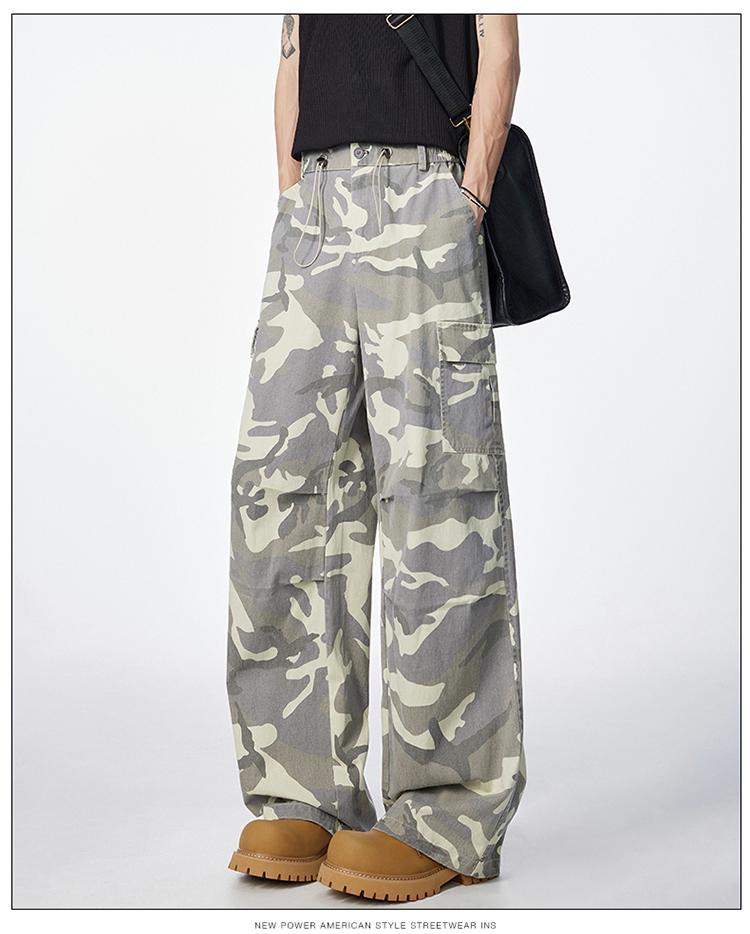 Camouflage Pants Unisex, Spring and Autumn Cotton Straight Loose Large Size Work Pants, Trendy Versatile Wide Leg Casual Long Pants Slimming