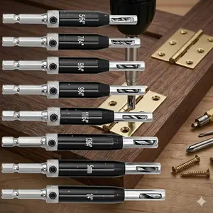 Professional Hinge Drill Bit Set - High-Precision Stainless Steel Guide, durable Carbide Bits for Metal/Wood Boring, Heavy-Duty Anti-Break Tools for DIy renovation & construction Efficiency.