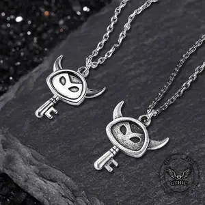 GTHIC Punk Devil Key Shape Pendant Fashion Stainless Steel Accessories for Daily Wear