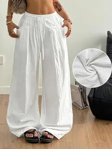 Women's Casual Basic Loose-Fitting Long Pants, Womenswear, High-Quality Fabric, Fashionable Minimalist Design, Slimming and Concealing, Perfect for Daily Wear