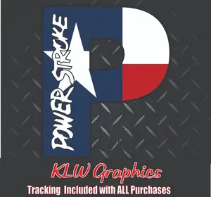 Powerstroke P Texas Flag Print Full Color Decal Sticker Turbo Diesel Truck 6.7 7.3 Crew Cab
