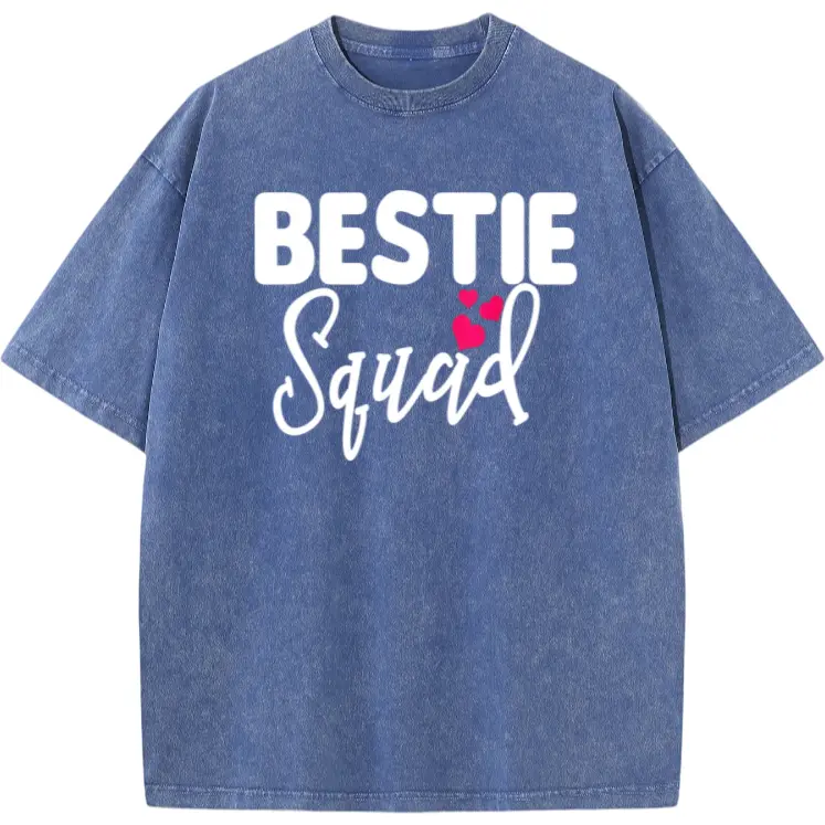 Bestie Squad Shirt Matching BFF Friend Crew Hearts Women T Shirt Same Style for Men and Women 2026 Summer Short-sleeved Printed T-shirt Breathable Cotton