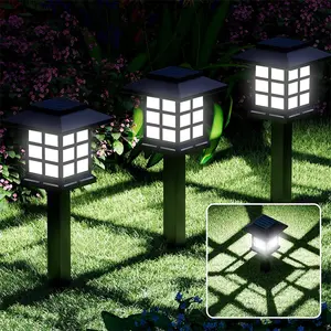 Solar House Light, Outdoor Waterproof Garden Pathway Decorative LED Stake Light, Auto-On Dusk to Dawn Lawn Landscape Lighting, Simulated Wooden Cottage Shape, Weatherproof for Yard Patio Christmas Decor (No Wiring Needed)