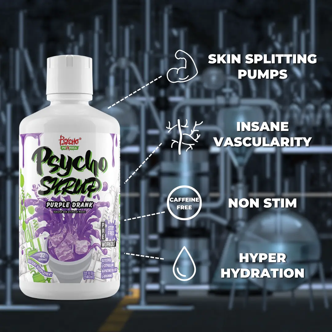 Psycho Pharma Psycho Syrup Purple Drank Liquid Glycerol Preworkout  Supplement with Citrulline & Arginine for Mega Pumps & Vascularity 32  Servings Non-Stimulant - Dietary Supplement - TikTok Shop