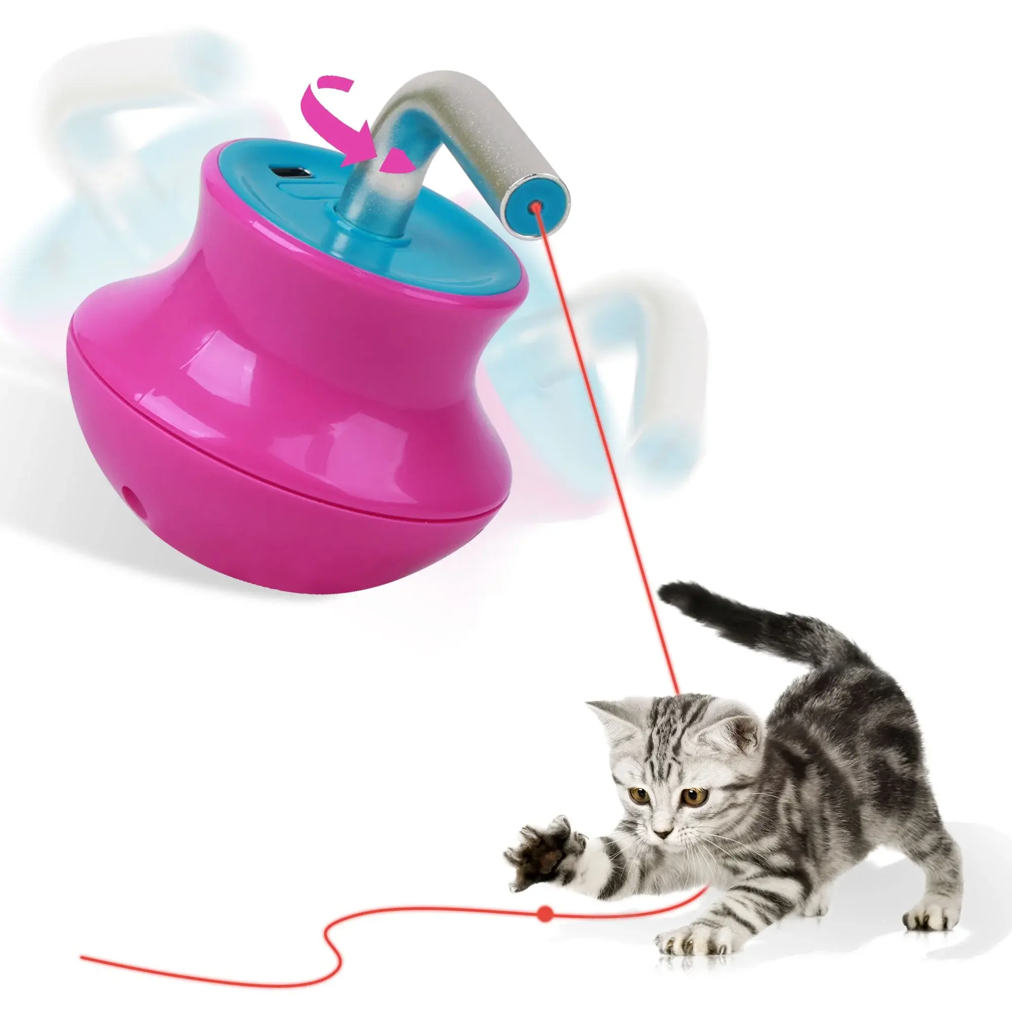 Rechargeable Automatic Laser Cat Toy, 360° Random Rotation Laser Pointer Interactive Pet Toy with USB Charging, Smart Moving Laser Chaser for Indoor Cats Exercise, Boredom Relief & Entertainment
