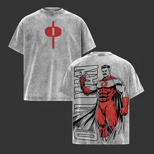 Omni Man Invincible Graphic Tee Vintage Washed Oversized Heavyweight T Shirt | Dark Superhero Villain Comic Streetwear Shirt | Blood Power Back Print Graphic Tee | Heavy Cotton Unisex | Gym Pump Cover Gamer Outfit | Gift For Invincible Fans