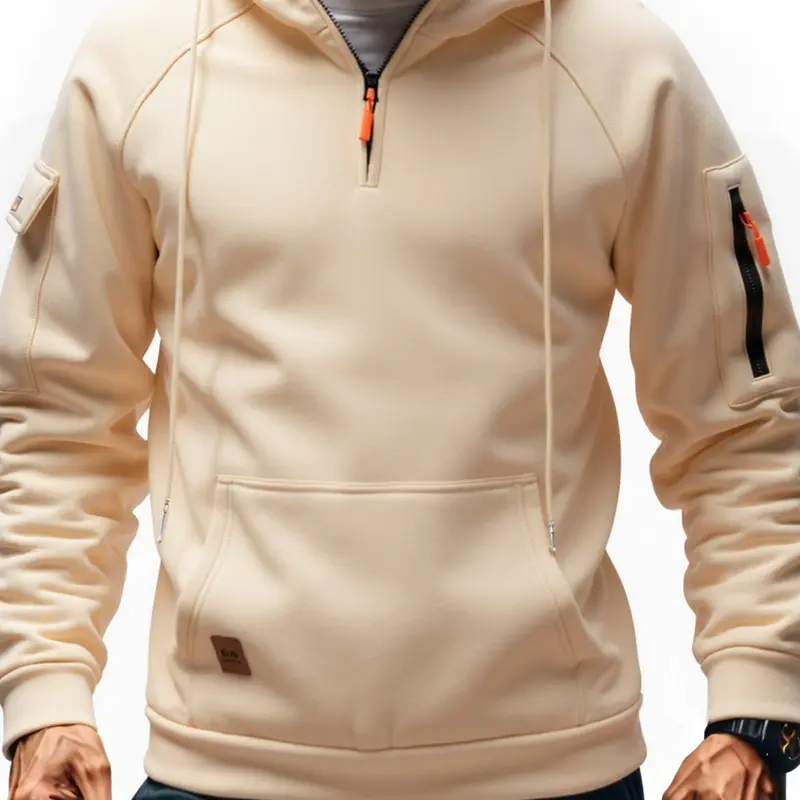 Men's Regular Fit Patched Pocket Drawstring Hoodie, Casual Long Sleeve Raglan Sleeve Hooded Sweatshirt for Fall & Winter, Men's Clothes for Daily Wear, Athletic Hoodies, Tops