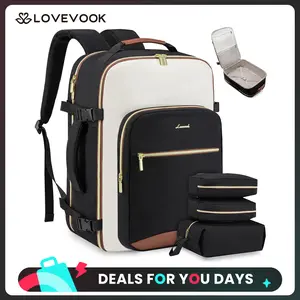 LOVEVOOK Colorblock Carry-On Travel Backpack with 3 Packing Cubes and Laptop Compartment - Personal Item, TSA-Friendly, Airline Approved Travel Bag for Hiking, Overnight, Weekend,High-capacity and Durable,DealsForYouDays