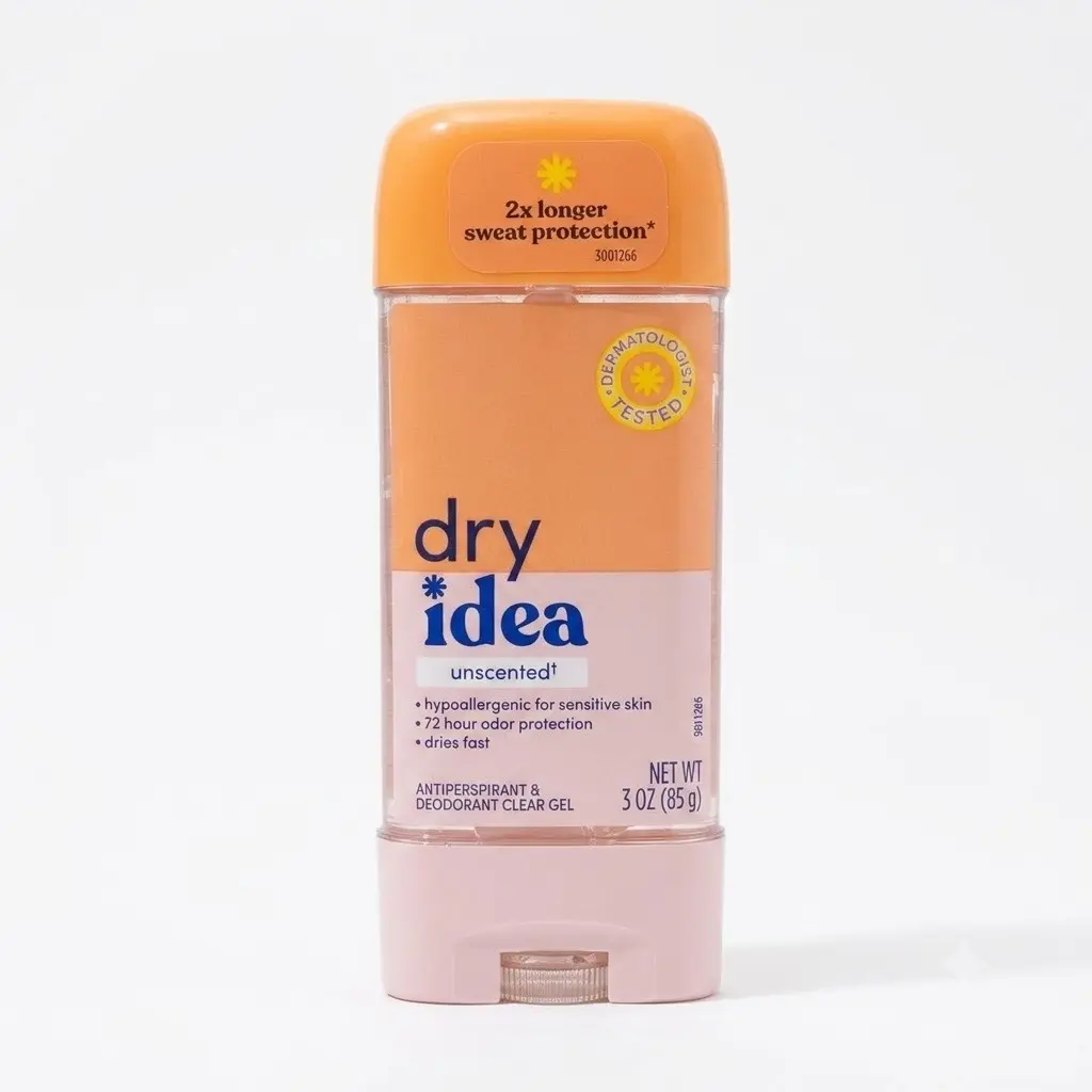 Dry Idea Gel Deodorant & Antiperspirant for Women, Hypoallergenic Sensitive Skin Formula, 72-Hour Odor Control, Unscented, 3 oz
