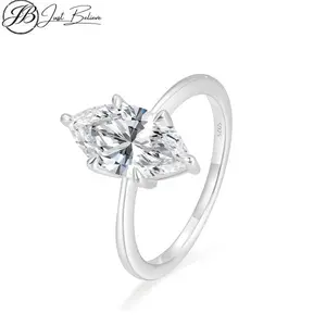 Anillo Marquise Moissanite VVS 925 Plata Esterlina – Corte Elegante Tipo Compromiso con certificado GRA