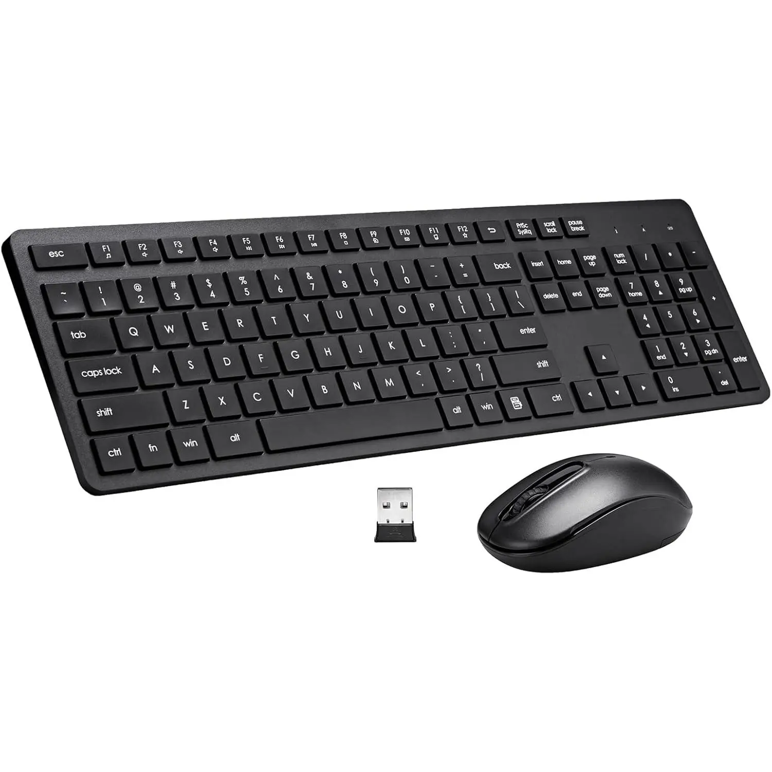 Wireless Keyboard and Mouse Combo, 2.4G Silent Cordless Wireless Keyboard Mouse Combo for Windows Chrome Laptop Computer PC Desktop, 106 Keys Full Size with Number Pad, 1600 DPI Optical Mouse (Pink)
