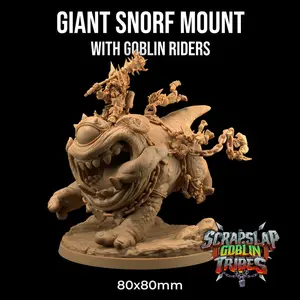 Giant Snorf Mount Scrap Slap Goblin Tribe | The Dragon Trappers Lodge | 32mm Scale | Miniature TTRPG Mini DnD Dungeons Dragons Wargame