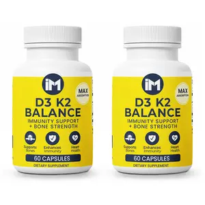 IM D3 K2 Balance - 2 Bottles | Bone, Heart & Immune Support | Vitamin D3, Vitamin K2 & Calcium with BioPerine® for Max Absorption | 60 Veggie Capsules | Daily Wellness Supplement (Copy)
