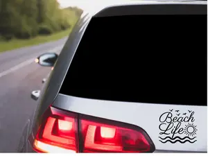 Beach Life Car Decal, Beach & Sun Car Sticker