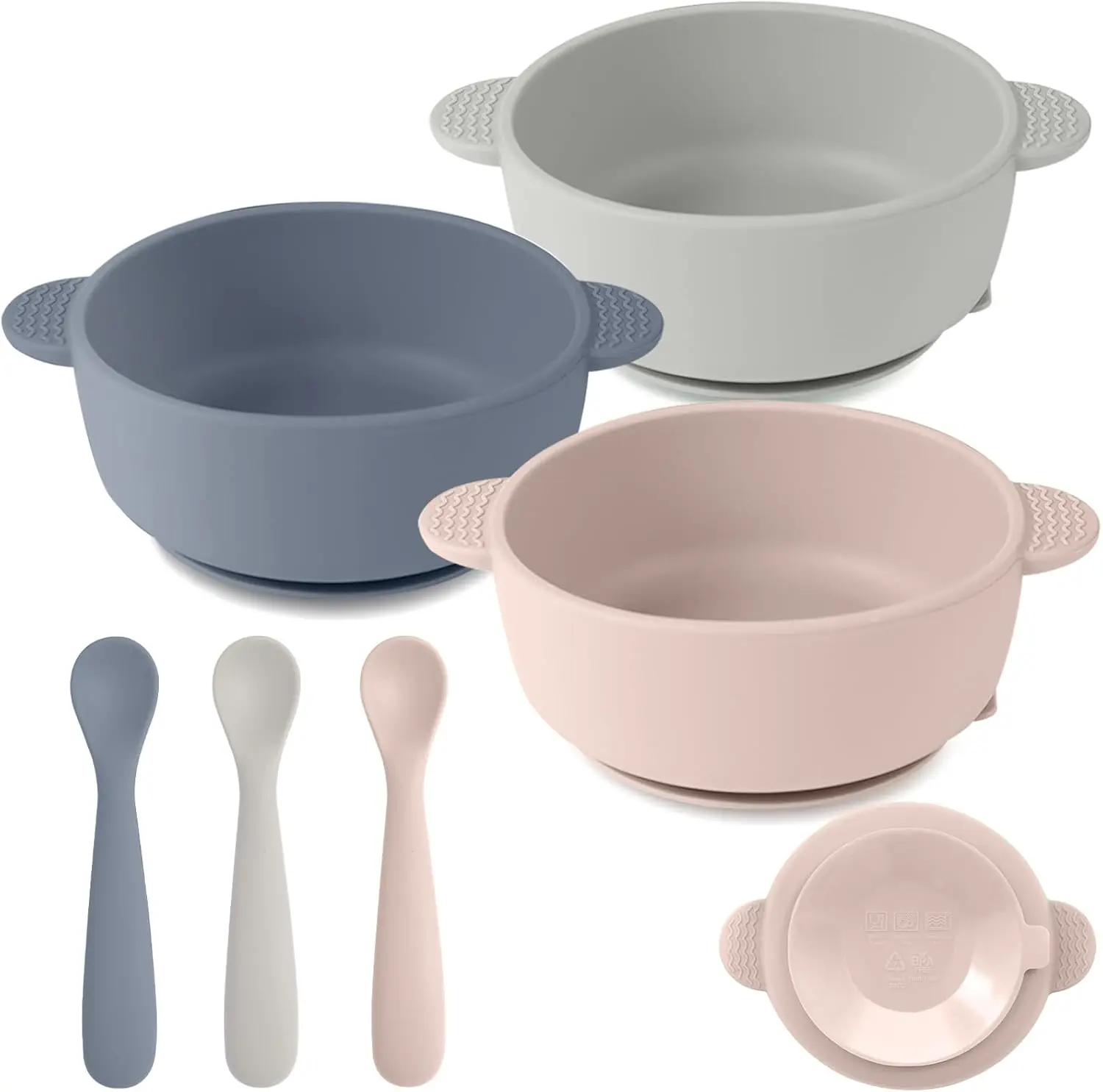 Halloween Fall Gift Silicone Baby Feeding Set, 3 Pack Baby Bowls with Suction and 3 Pack Baby Spoons for Babies Toddlers Kids, BPA Free, Baby Utensils Feeding Supplies, Microwave and Dishwasher Safe