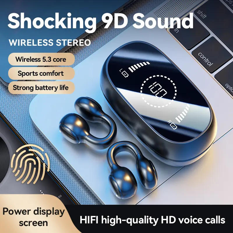 M47 Bluetooth-compatible Bone Conduction Earphones Open Ear Wireless Sports Headphones, High-Quality Noise Cancellation, Long Battery Life for Gaming & Music, Chargeable