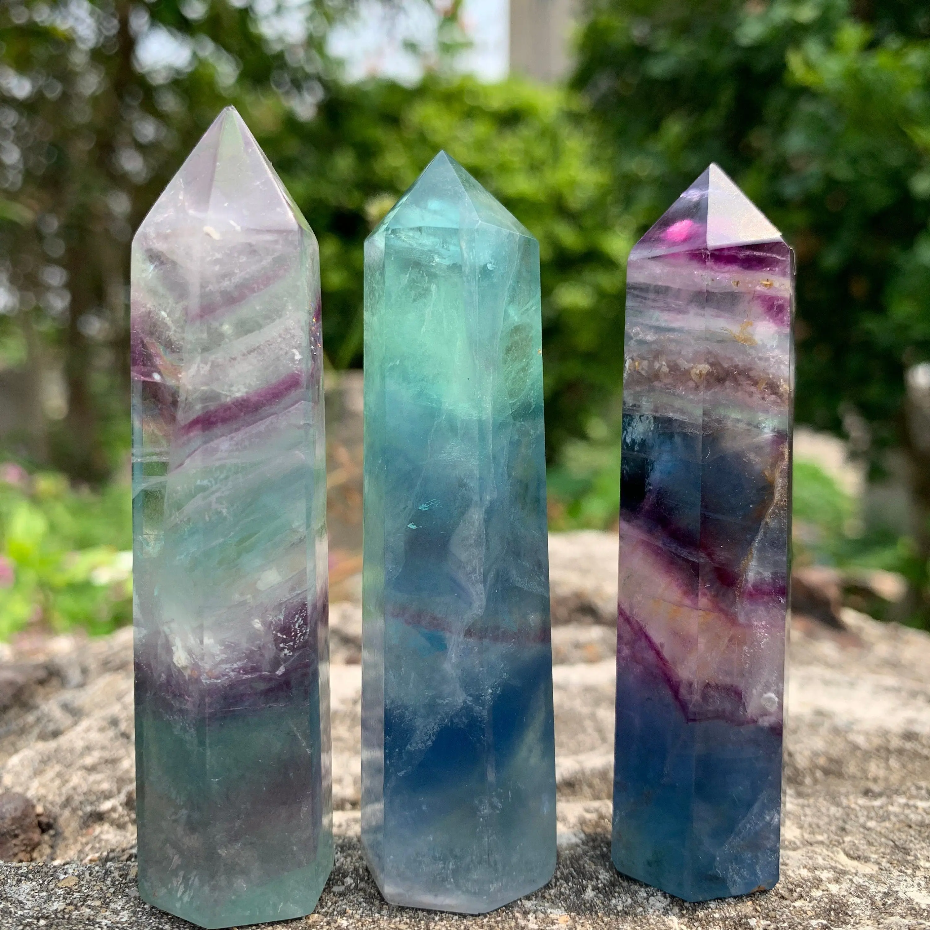 High-Quality  Fluorite Crystal tower - Classic point Shape , Semi-Finished Natural Crystal Jewelry Accessory for Collecting Enthusiasts