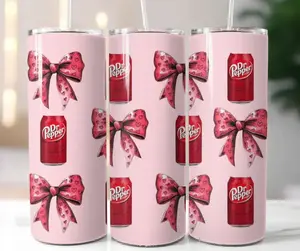 Dr Pepper Bow 20 oz. Stainless Steel Sublimation Tumbler Cup - Elegant Drinkware for On-the-Go Enjoyment - Bottle